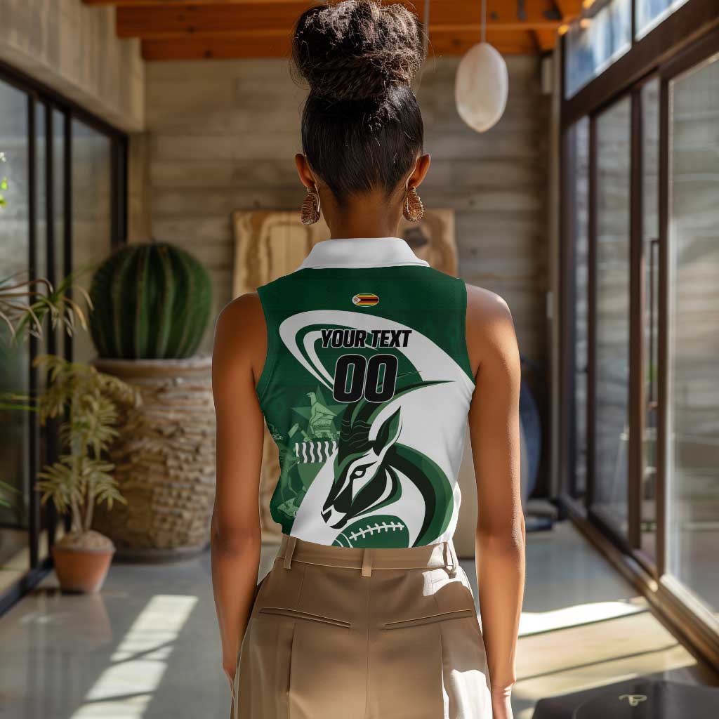 Custom Rugby Zimbabwe Women Sleeveless Polo Shirt Sables Is The Champion - African Pride