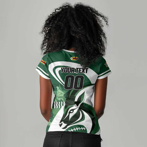 Custom Rugby Zimbabwe Women V-Neck T-Shirt Sables Is The Champion - African Pride