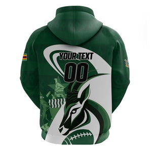 Custom Rugby Zimbabwe Zip Hoodie Sables Is The Champion - African Pride