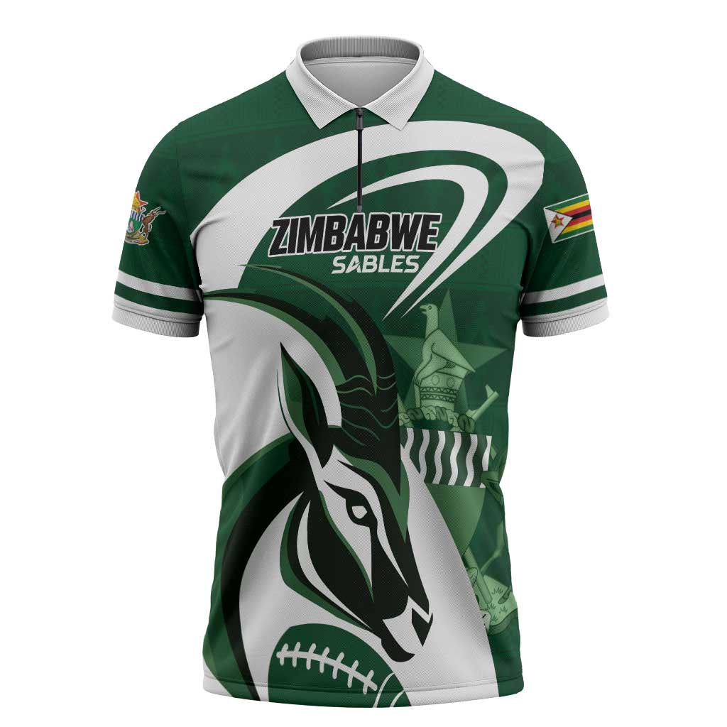 Custom Rugby Zimbabwe Zipper Polo Shirt Sables Is The Champion by ...