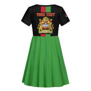 Personalized Malawi Kid Short Sleeve Dress with Coat of Arms Flag Style