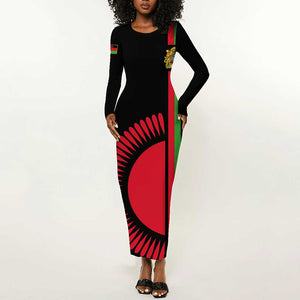 Personalized Malawi Long Sleeve Bodycon Dress with Coat of Arms Flag Style LT01