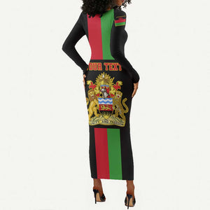 Personalized Malawi Long Sleeve Bodycon Dress with Coat of Arms Flag Style LT01