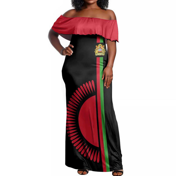 Personalized Malawi Off Shoulder Maxi Dress with Coat of Arms Flag Style by  AfricanPride