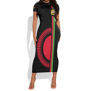 Personalized Malawi Short Sleeve Bodycon Dress with Coat of Arms Flag Style LT01