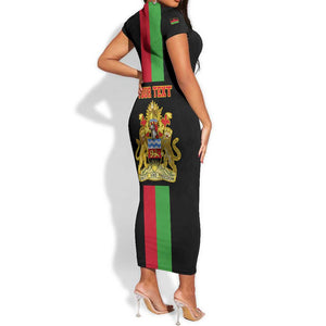 Personalized Malawi Short Sleeve Bodycon Dress with Coat of Arms Flag Style LT01
