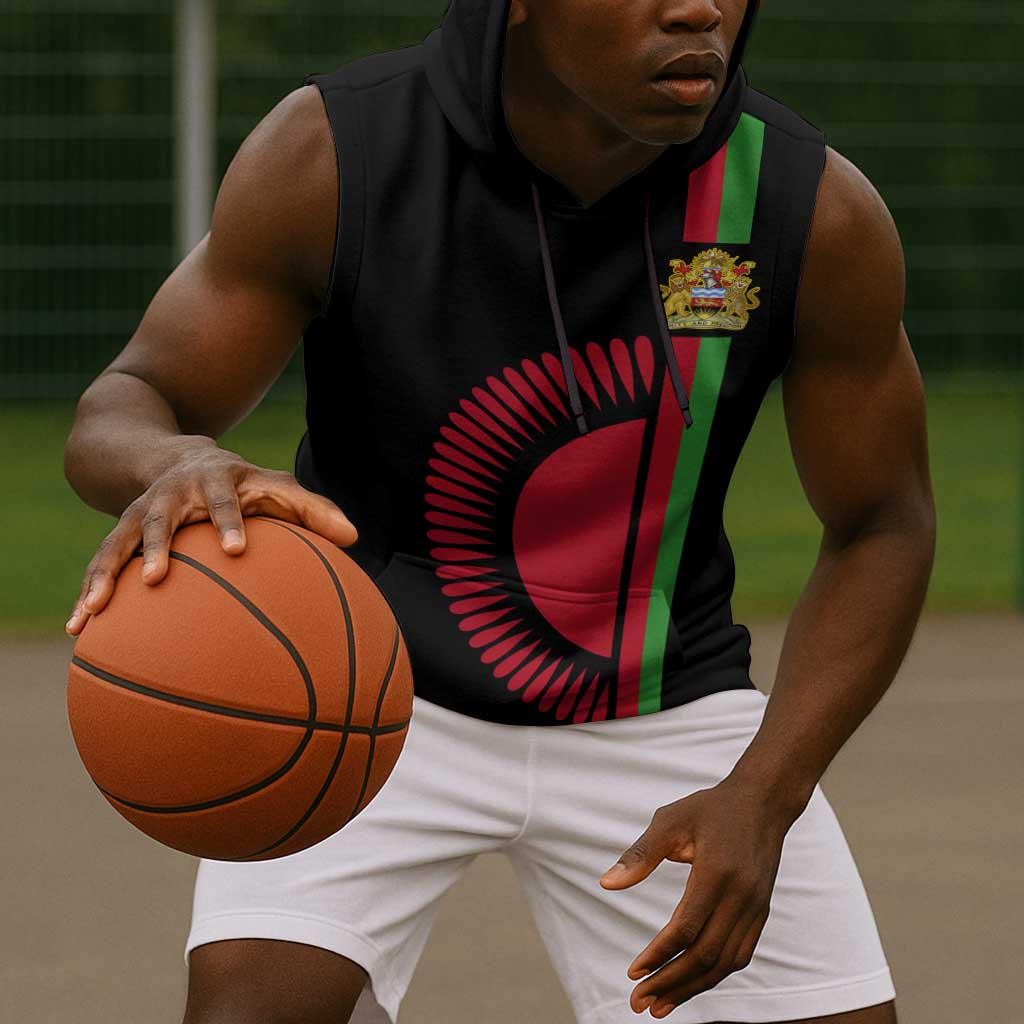 Personalized Malawi Sleeveless Hoodie with Coat of Arms Flag Style - African Pride
