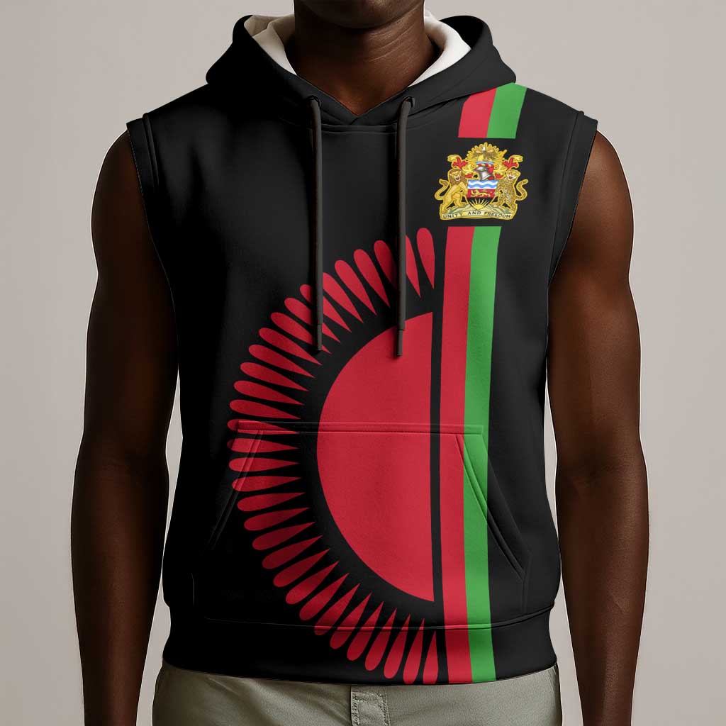 Personalized Malawi Sleeveless Hoodie with Coat of Arms Flag Style - African Pride