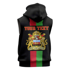 Personalized Malawi Sleeveless Zip Hoodie with Coat of Arms Flag Style - African Pride