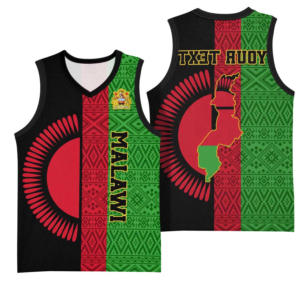 Personalized Malawi Basketball Jersey with Coat of Arms and African Pattern - African Pride