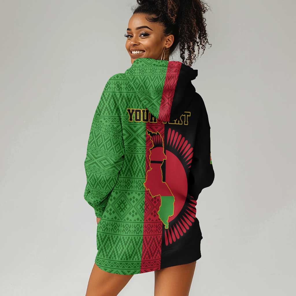 Personalized Malawi Hoodie Dress with Coat of Arms and African Pattern