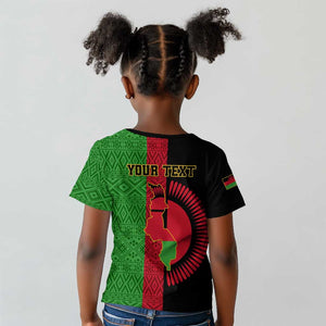 Personalized Malawi Kid T shirt with Coat of Arms and African Pattern