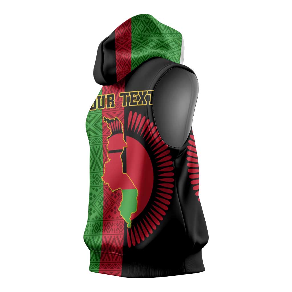 Personalized Malawi Sleeveless Hoodie with Coat of Arms and African Pattern - African Pride