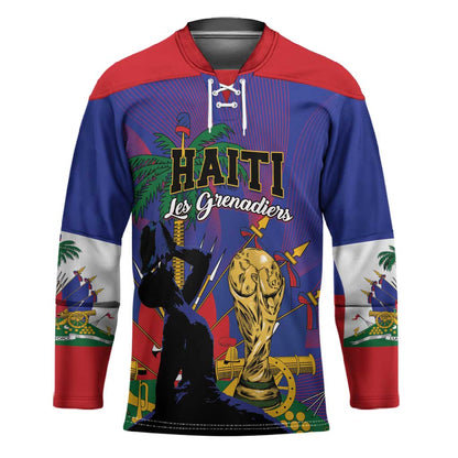 Custom Haiti World Football 2026 Hockey Jersey Go Les Grenadiers