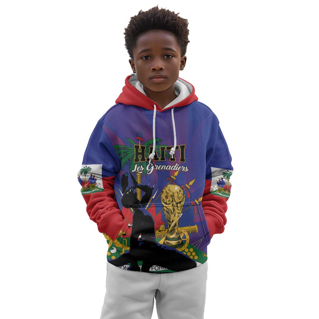 Custom Haiti World Football 2026 Kid Hoodie Go Les Grenadiers - African Pride