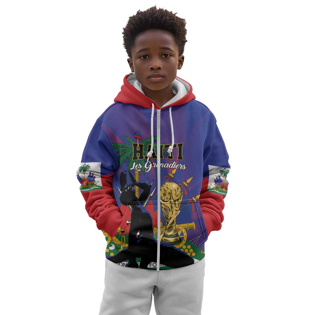 Custom Haiti World Football 2026 Kid Hoodie Go Les Grenadiers - African Pride