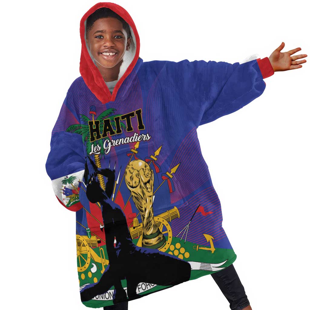 Custom Haiti World Football 2026 Kid Wearable Blanket Hoodie Go Les Grenadiers - African Pride
