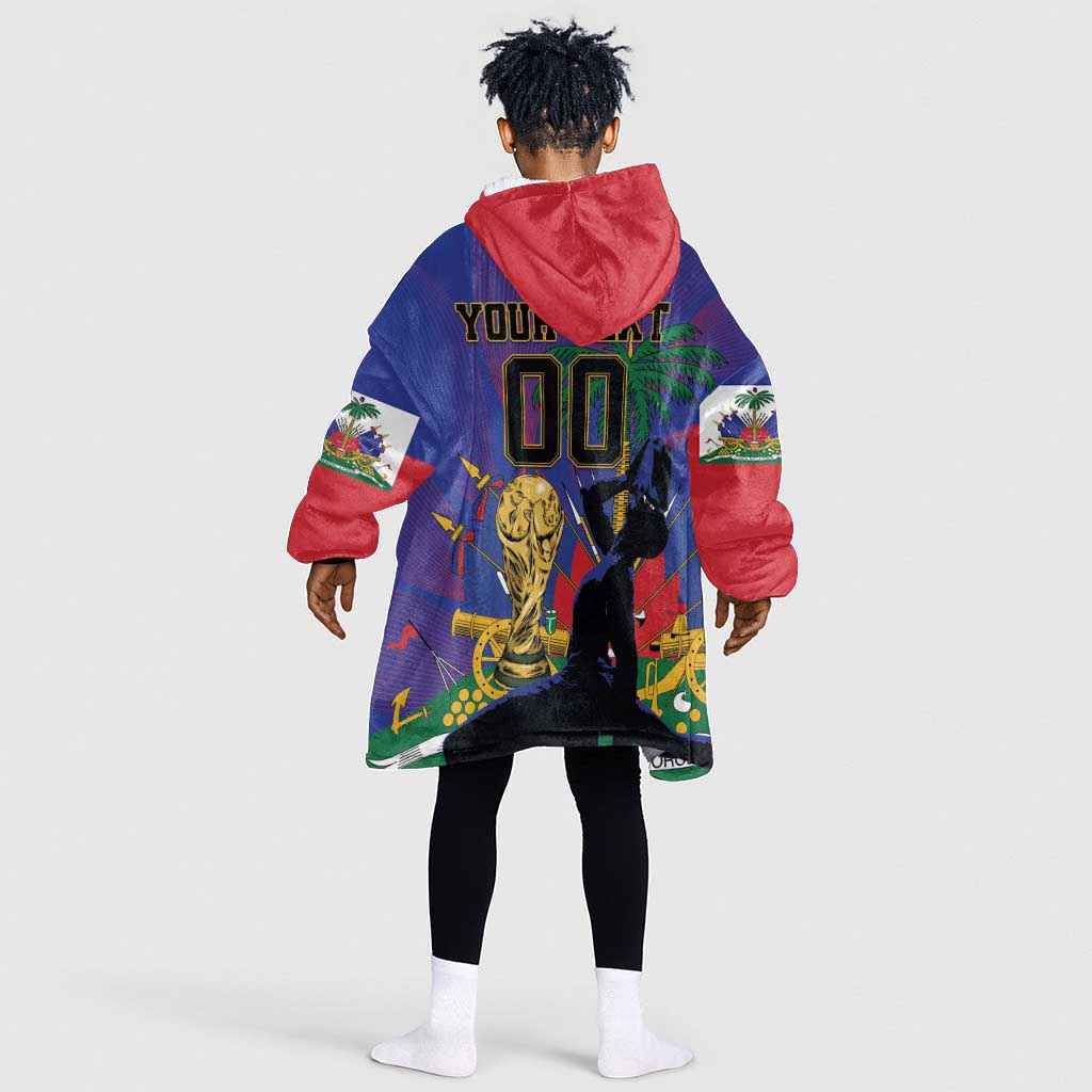Custom Haiti World Football 2026 Kid Wearable Blanket Hoodie Go Les Grenadiers - African Pride