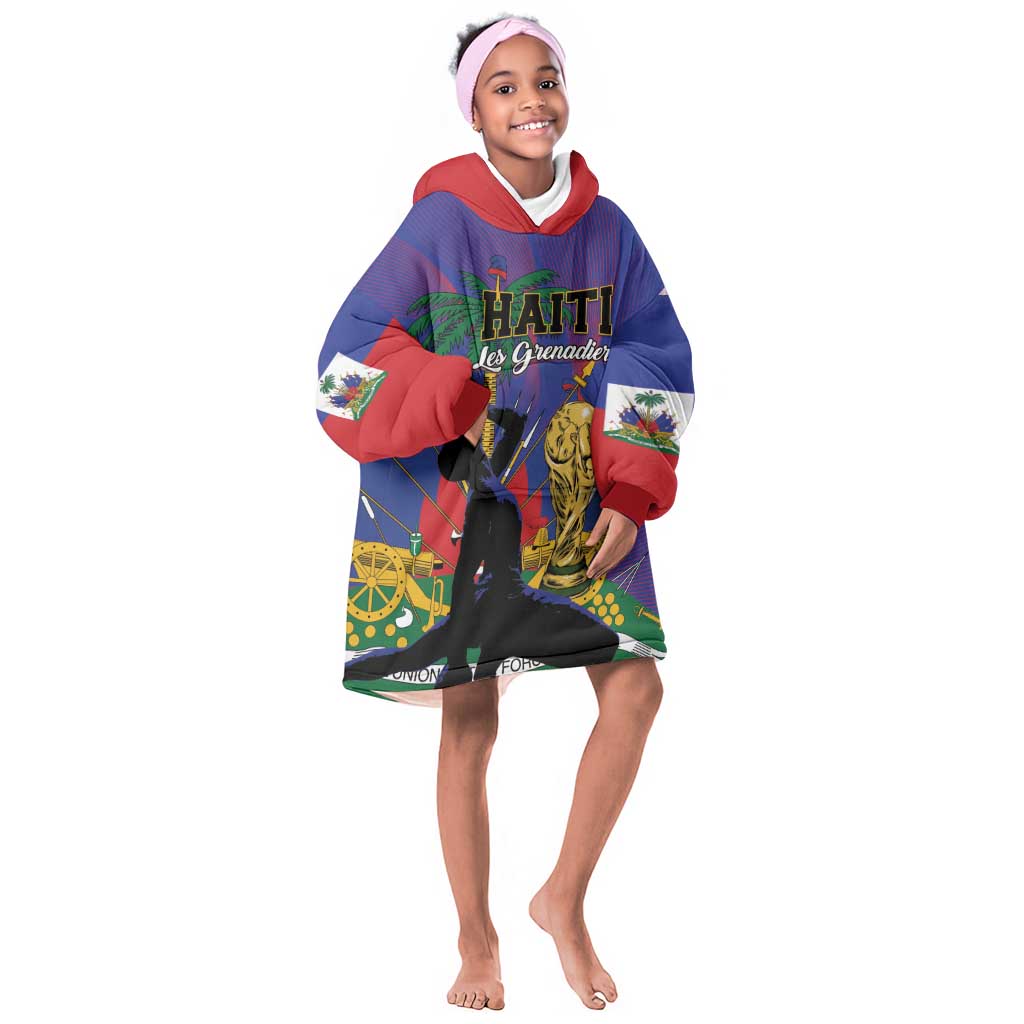 Custom Haiti World Football 2026 Kid Wearable Blanket Hoodie Go Les Grenadiers - African Pride
