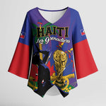 Custom Haiti World Football 2026 Kimono Sleeve Blouse Go Les Grenadiers