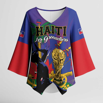 Custom Haiti World Football 2026 Kimono Sleeve Blouse Go Les Grenadiers