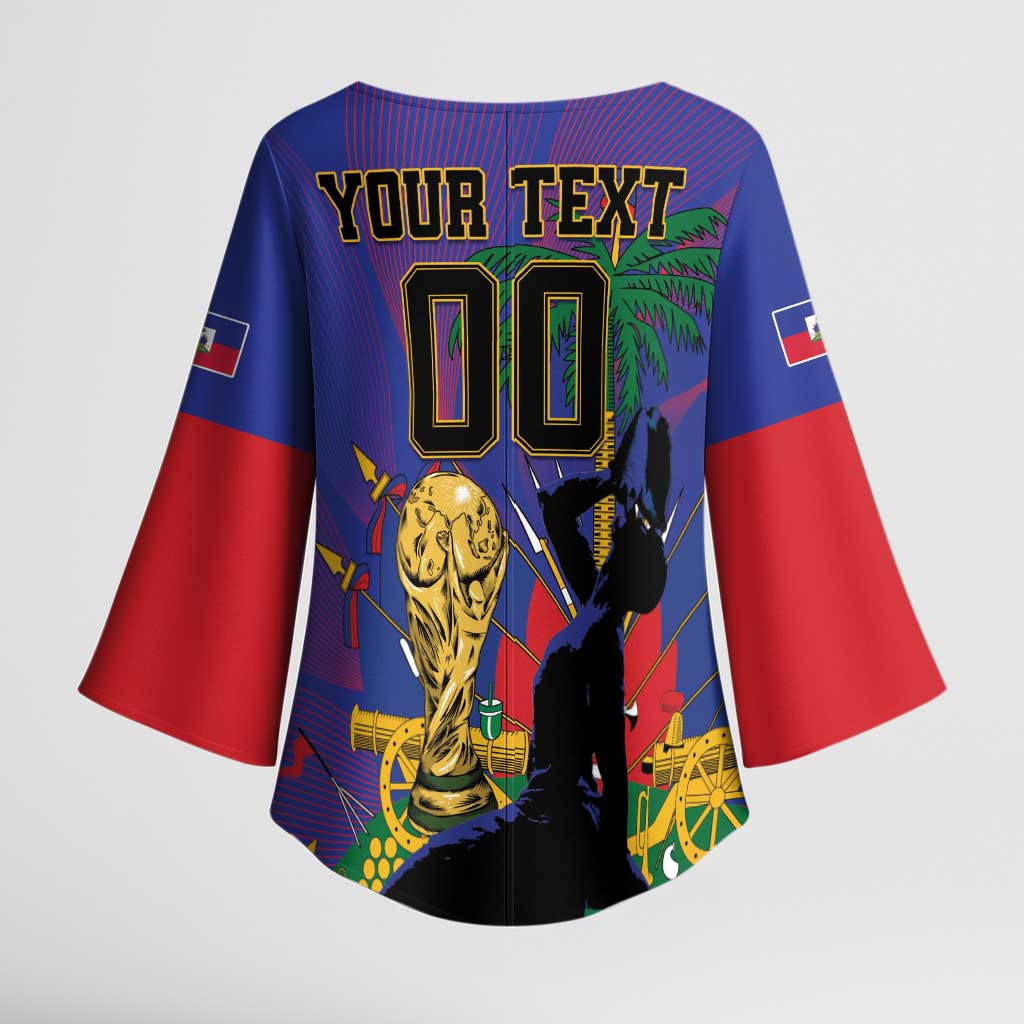 Custom Haiti World Football 2026 Kimono Sleeve Blouse Go Les Grenadiers