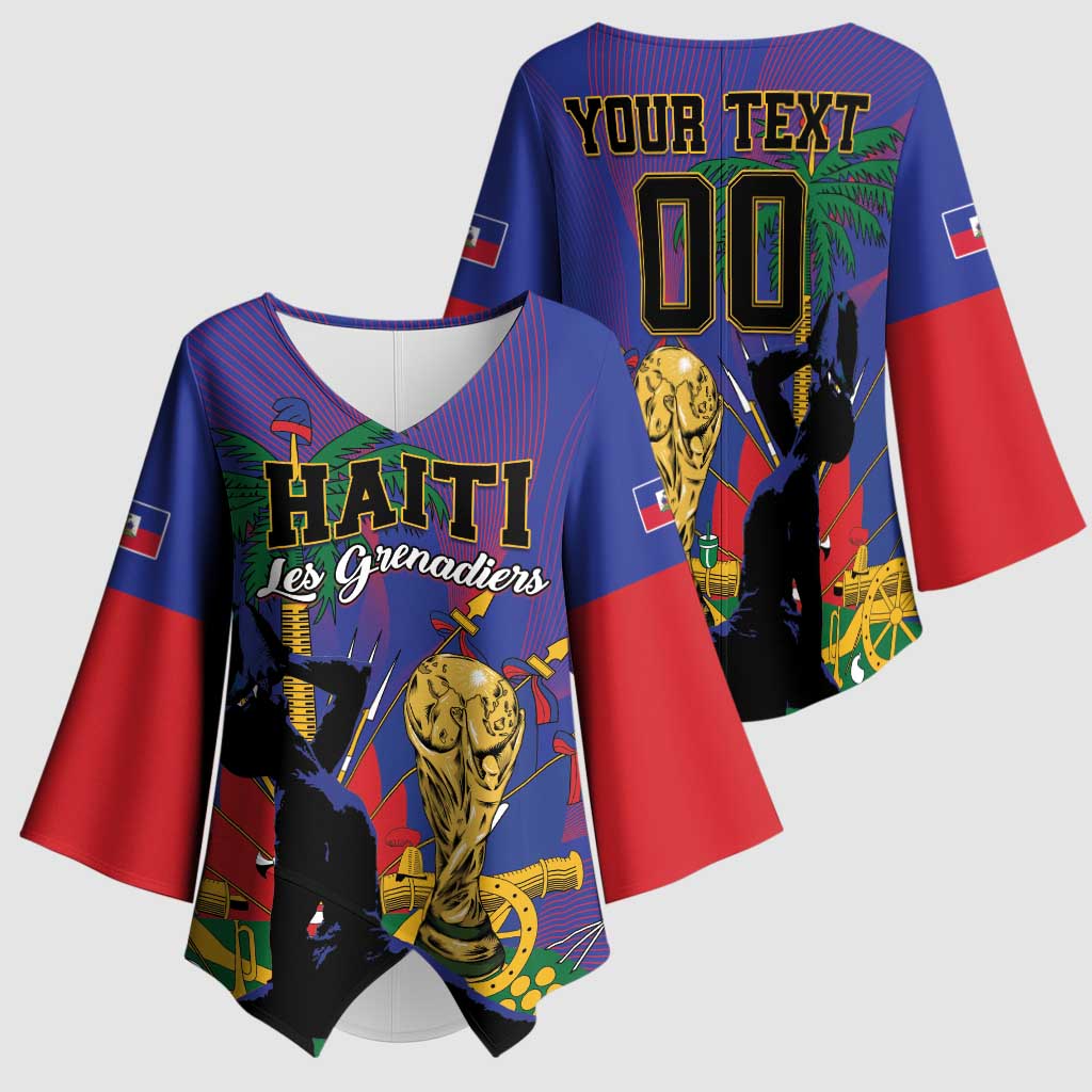 Custom Haiti World Football 2026 Kimono Sleeve Blouse Go Les Grenadiers