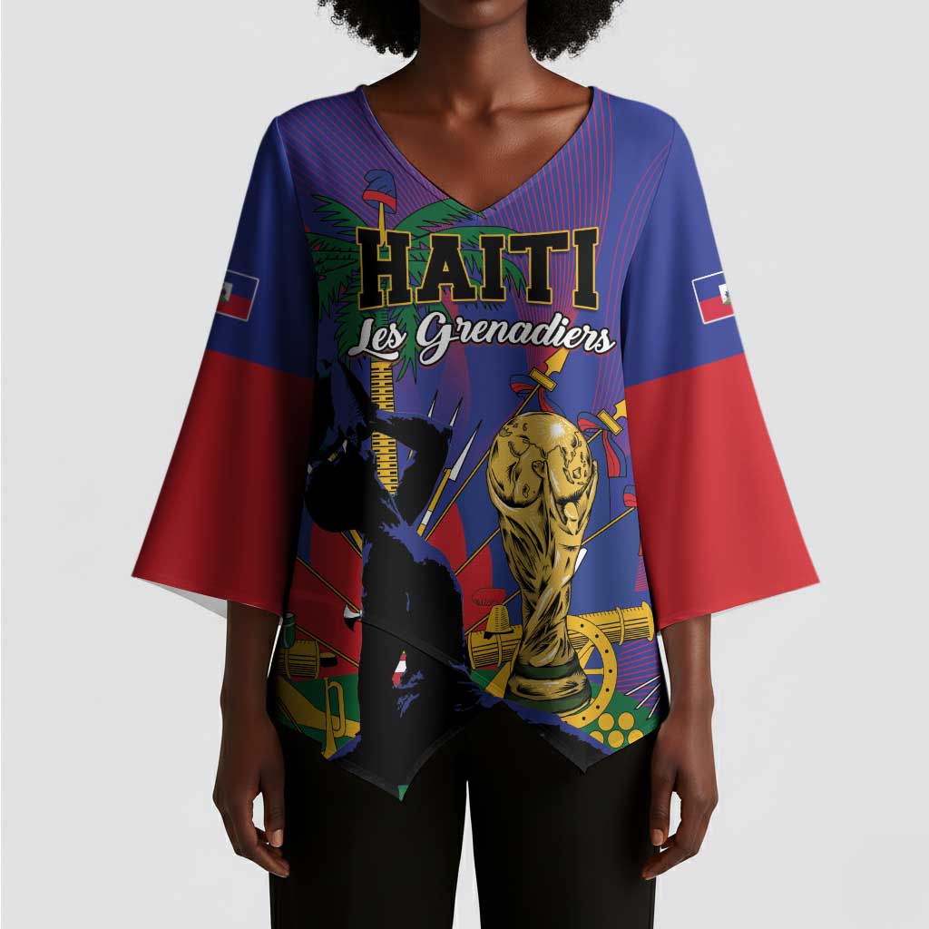 Custom Haiti World Football 2026 Kimono Sleeve Blouse Go Les Grenadiers