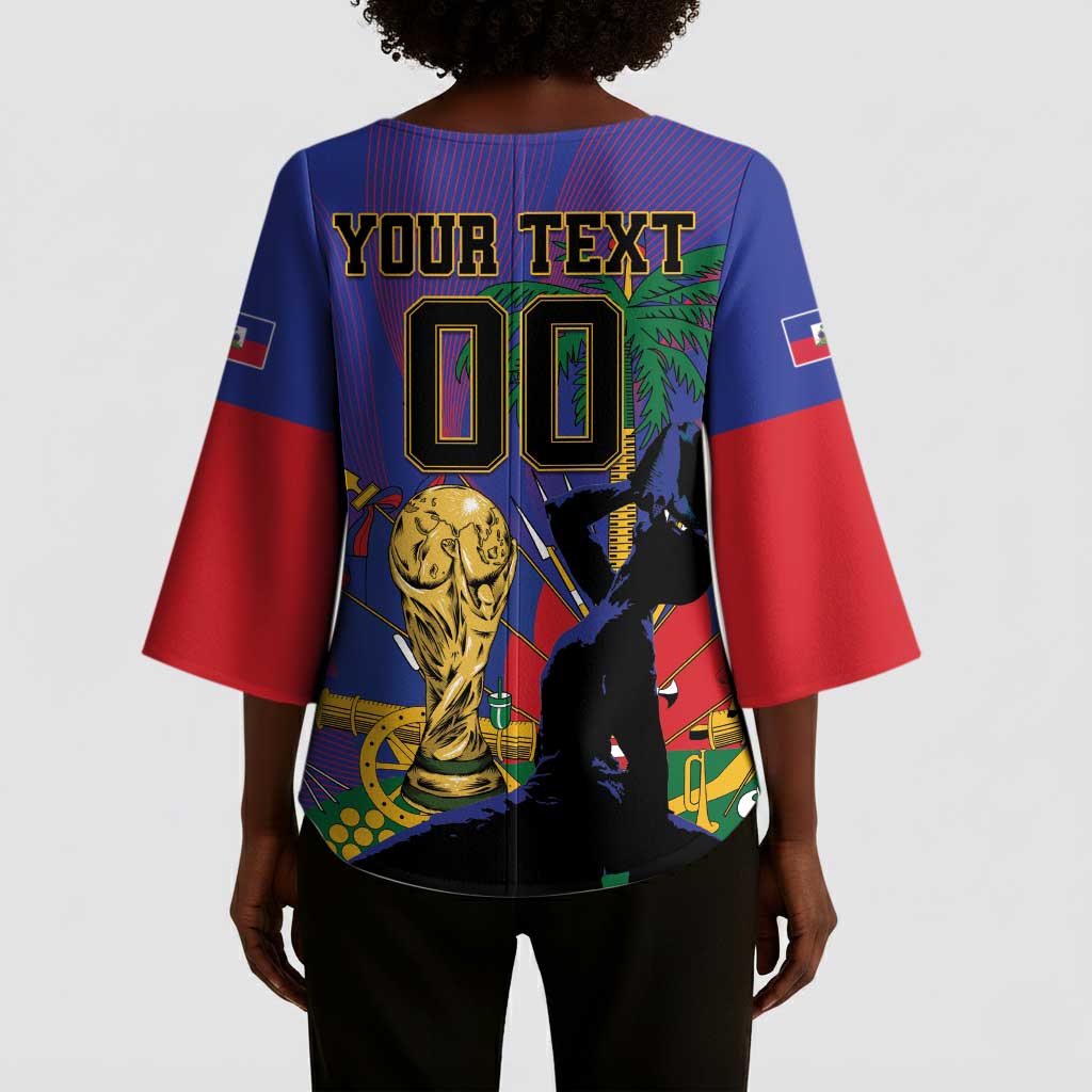 Custom Haiti World Football 2026 Kimono Sleeve Blouse Go Les Grenadiers