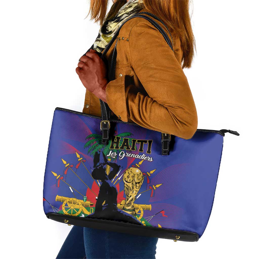 Haiti World Football 2026 Leather Tote Bag Go Les Grenadiers - African Pride