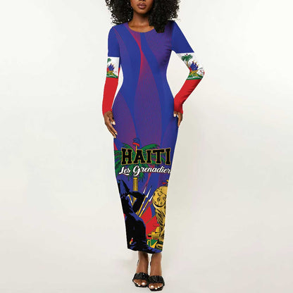 Custom Haiti World Football 2026 Long Sleeve Bodycon Dress Go Les Grenadiers - African Pride