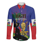 Custom Haiti World Football 2026 Long Sleeve Button Shirt Go Les Grenadiers - African Pride