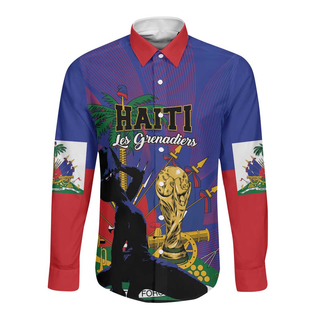 Custom Haiti World Football 2026 Long Sleeve Button Shirt Go Les Grenadiers - African Pride