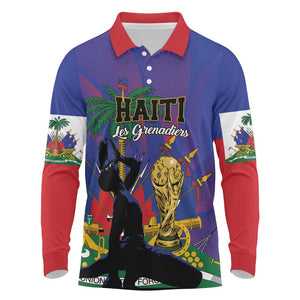 Custom Haiti World Football 2026 Long Sleeve Polo Shirt Go Les Grenadiers - African Pride