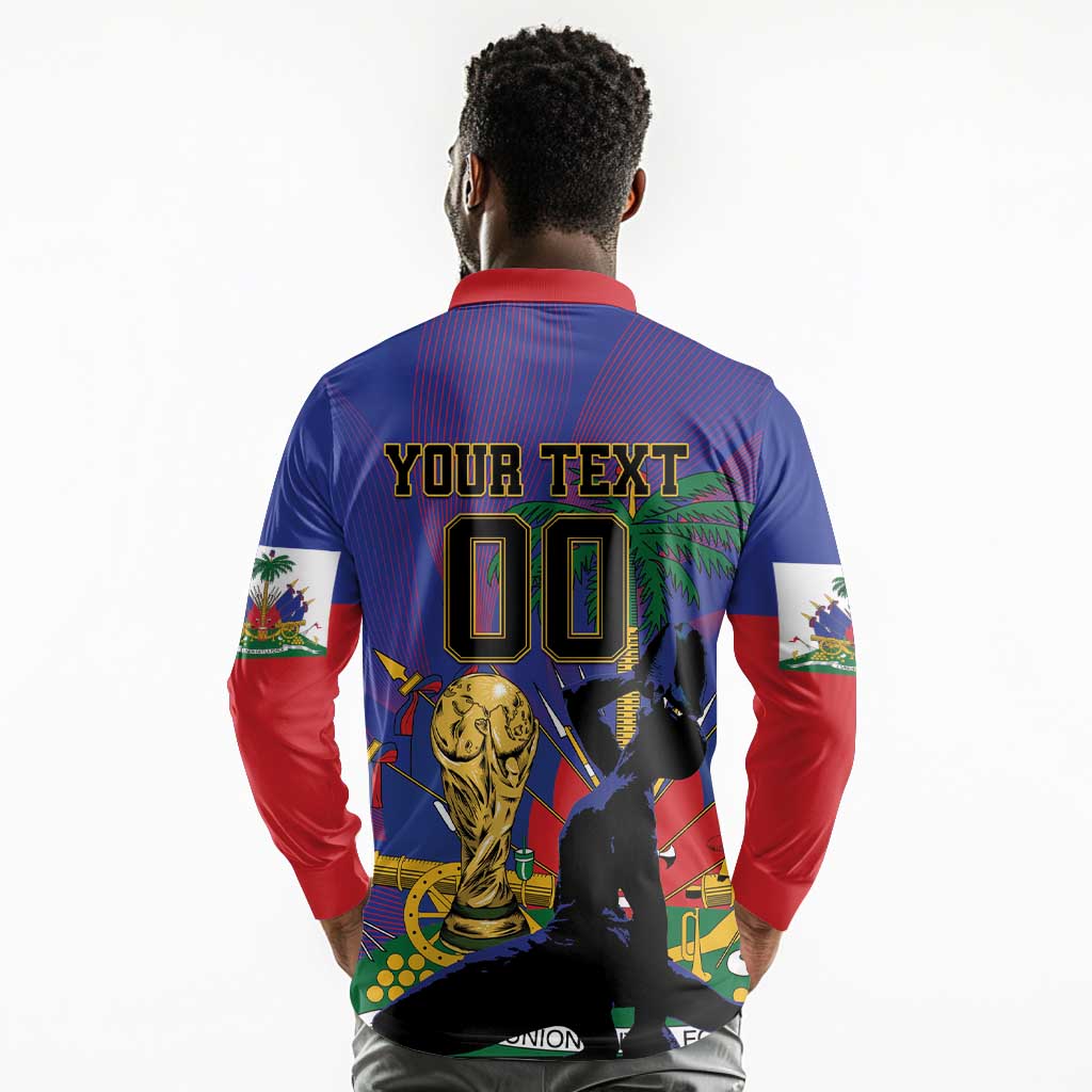 Custom Haiti World Football 2026 Long Sleeve Polo Shirt Go Les Grenadiers - African Pride