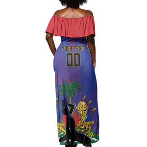 Custom Haiti World Football 2026 Off Shoulder Maxi Dress Go Les Grenadiers - African Pride