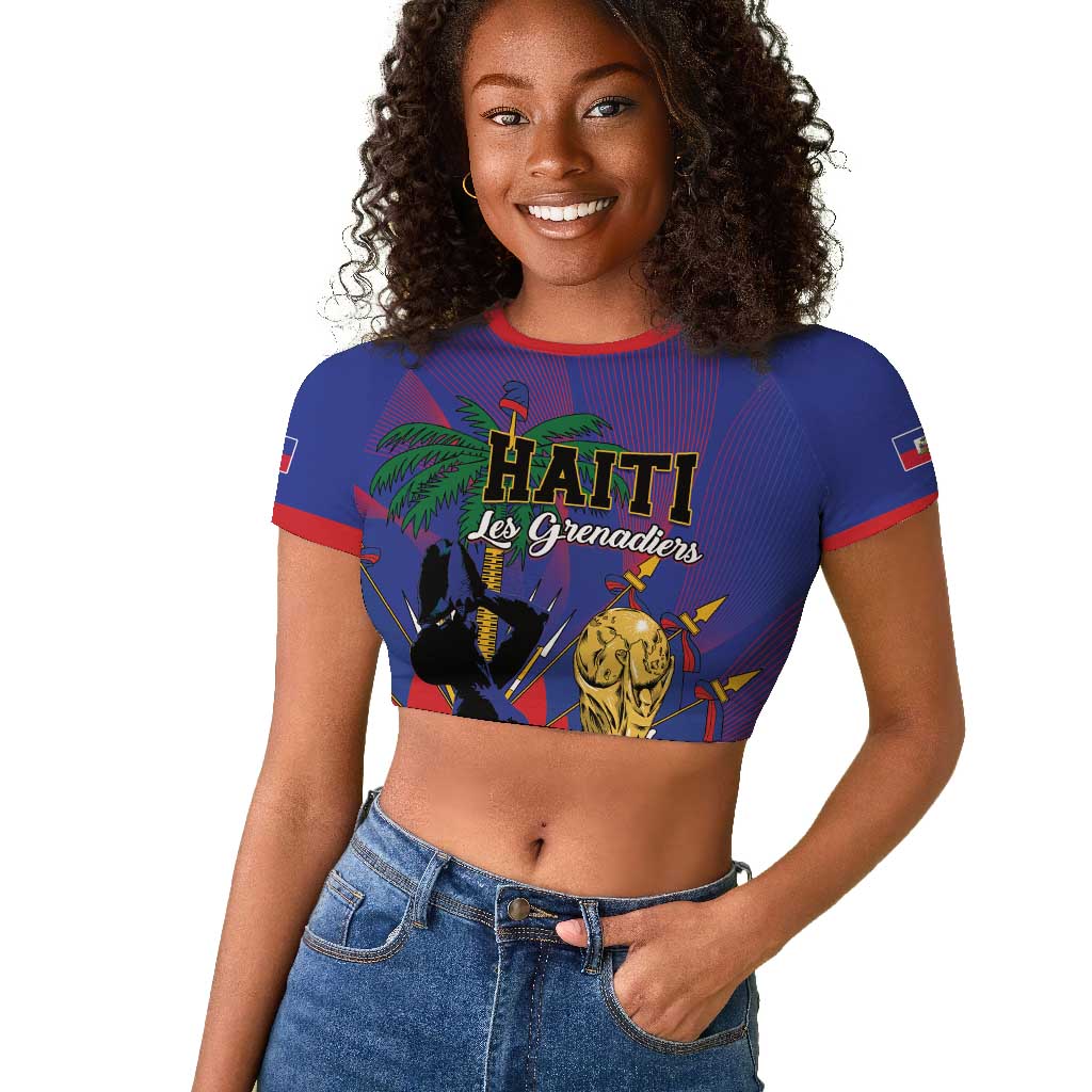 Custom Haiti World Football 2026 Raglan Cropped T shirt Go Les Grenadiers - African Pride