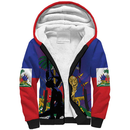 Custom Haiti World Football 2026 Sherpa Hoodie Go Les Grenadiers - African Pride