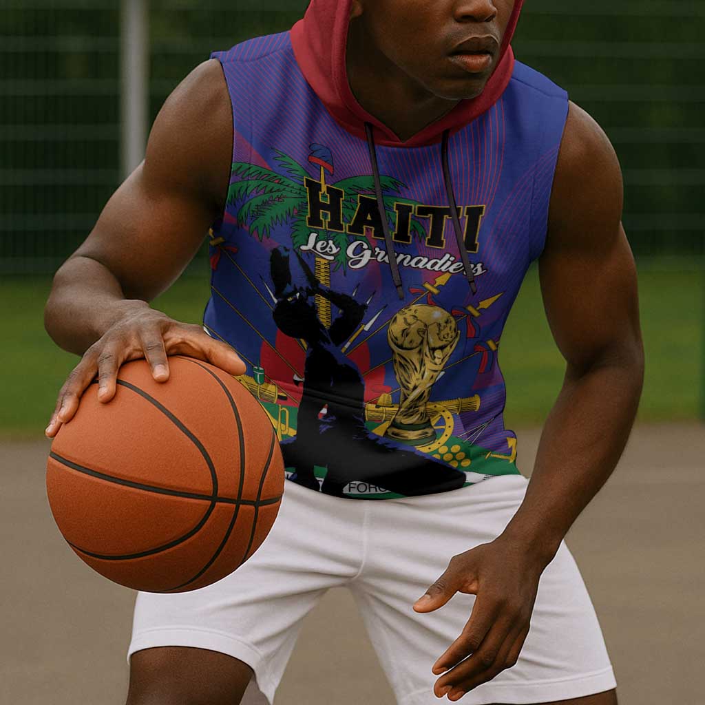Custom Haiti World Football 2026 Sleeveless Hoodie Go Les Grenadiers - African Pride