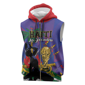 Custom Haiti World Football 2026 Sleeveless Zip Hoodie Go Les Grenadiers - African Pride
