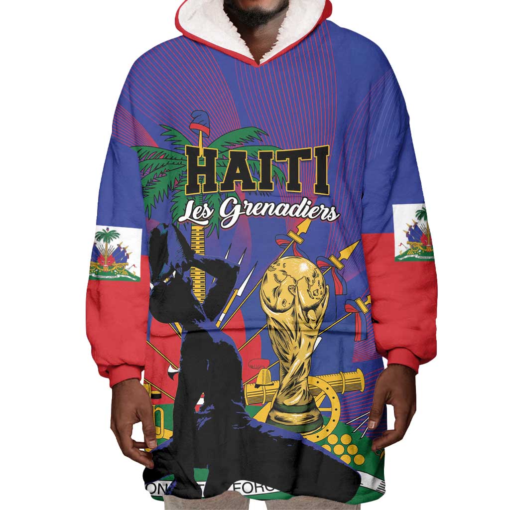 Custom Haiti World Football 2026 Wearable Blanket Hoodie Go Les Grenadiers - African Pride