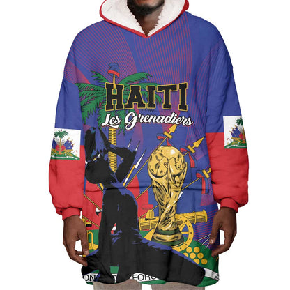 Custom Haiti World Football 2026 Wearable Blanket Hoodie Go Les Grenadiers - African Pride