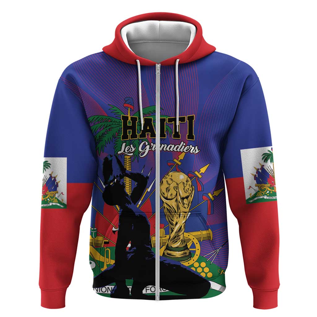 Custom Haiti World Football 2026 Zip Hoodie Go Les Grenadiers - African Pride