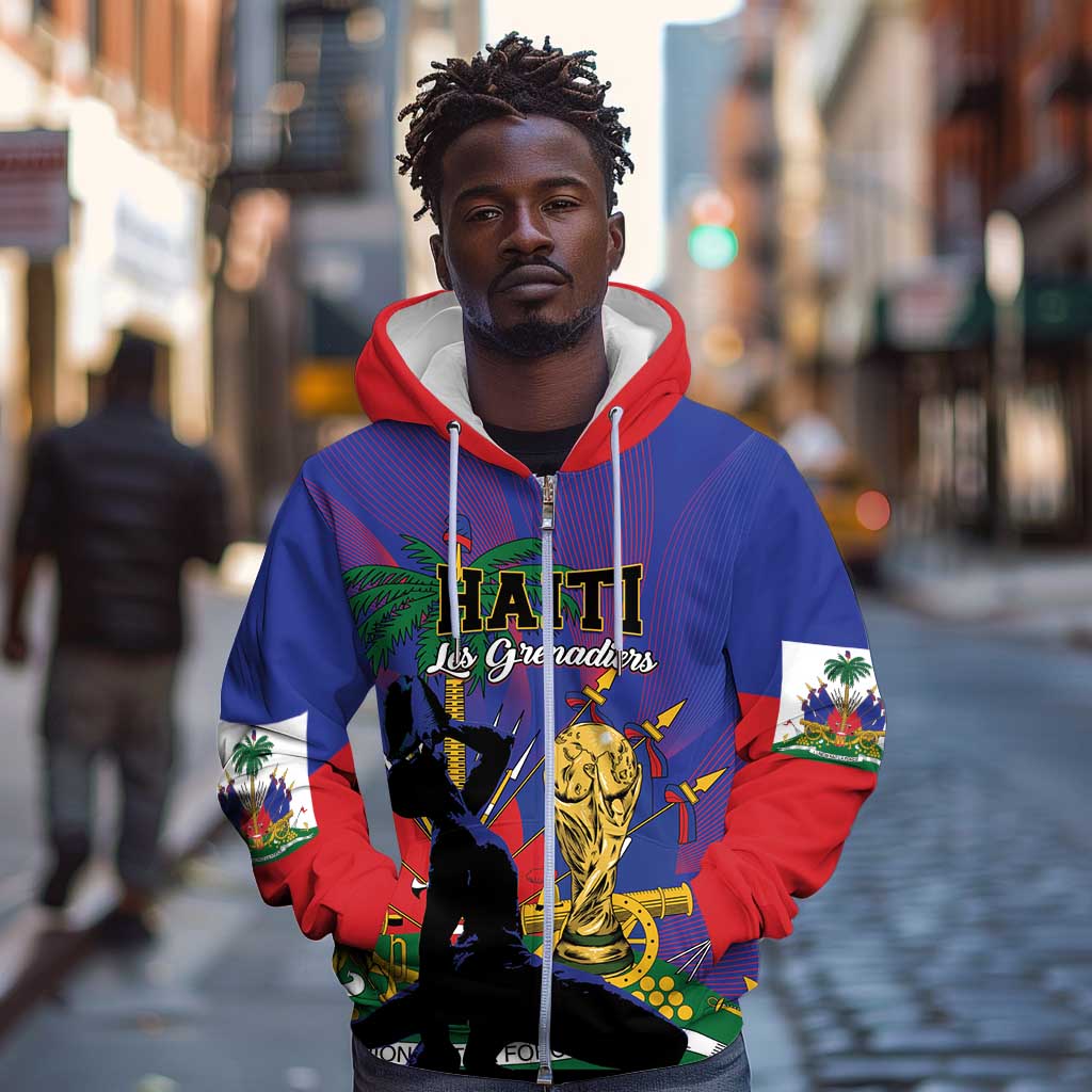 Custom Haiti World Football 2026 Zip Hoodie Go Les Grenadiers - African Pride
