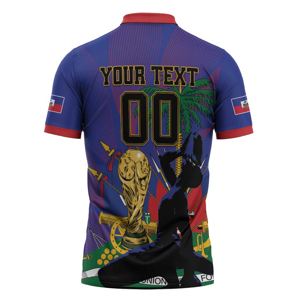 Custom Haiti World Football 2026 Zipper Polo Shirt Go Les Grenadiers