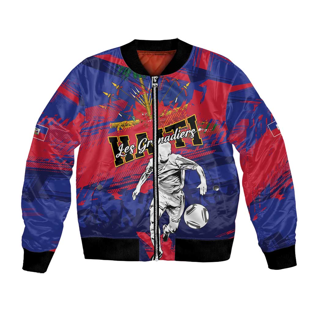 Custom Ekip Foutbol Ayiti 2026 Bomber Jacket Haiti Grenadye Alaso - African Pride