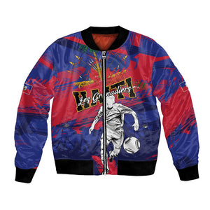 Custom Ekip Foutbol Ayiti 2026 Bomber Jacket Haiti Grenadye Alaso - African Pride