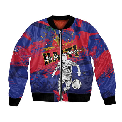 Custom Ekip Foutbol Ayiti 2026 Bomber Jacket Haiti Grenadye Alaso - African Pride