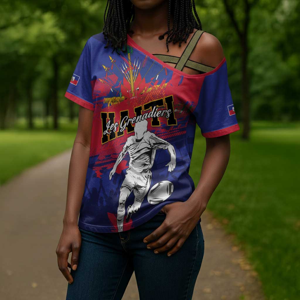 Custom Ekip Foutbol Ayiti 2026 Cross Shoulder Shirt Haiti Grenadye Alaso