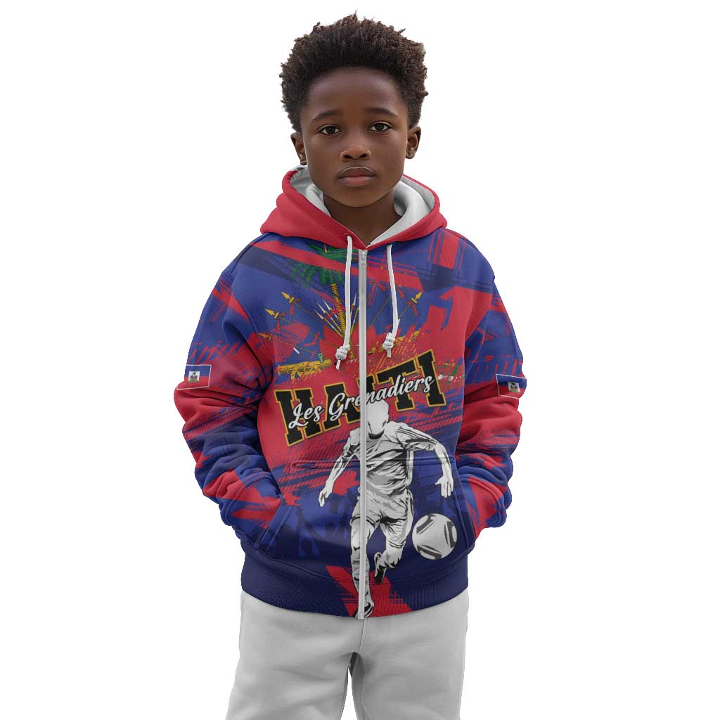 Custom Ekip Foutbol Ayiti 2026 Kid Hoodie Haiti Grenadye Alaso - African Pride
